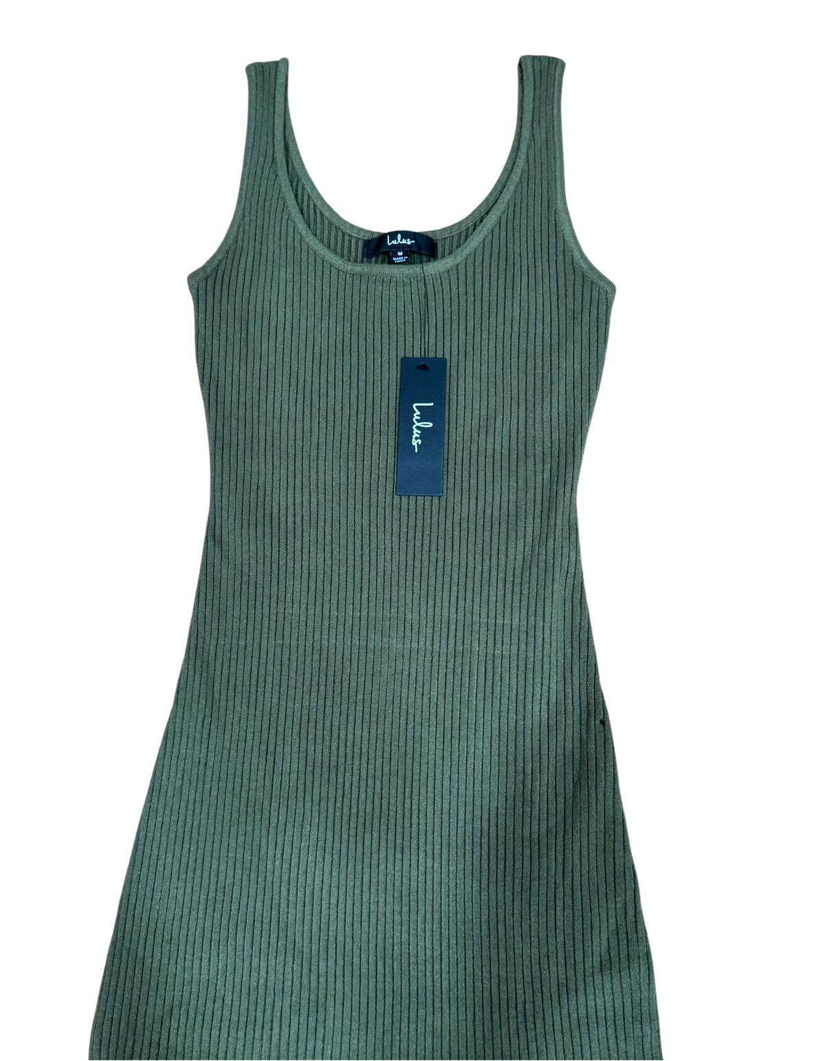 Lulus - Olive Ribbed Knit Two-Piece Dress & Cardigan Set - NEW WITH TAGS