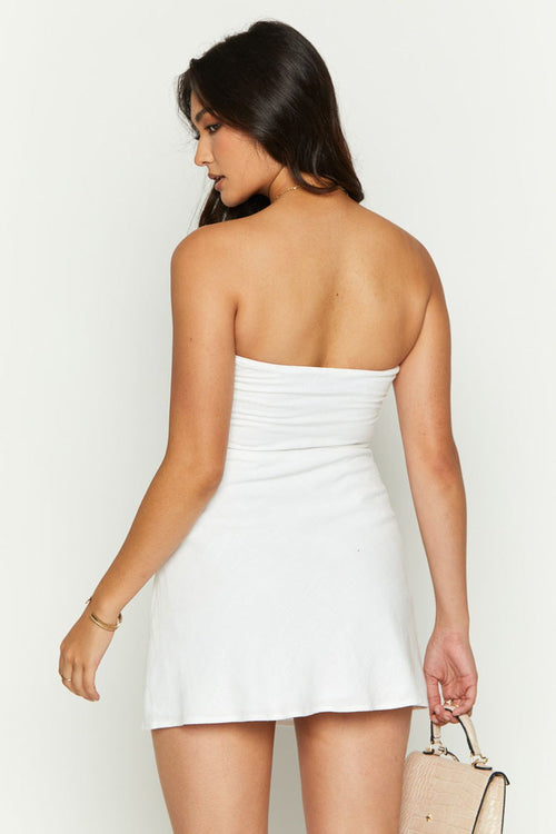 Beginning Boutique - White "Shannon" Linen Mini Dress NEW WITH TAGS FINAL SALE