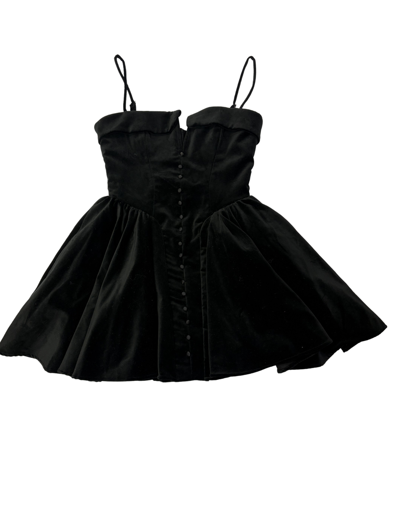 House of CB - Black Velvet Tulle Mini Dress
