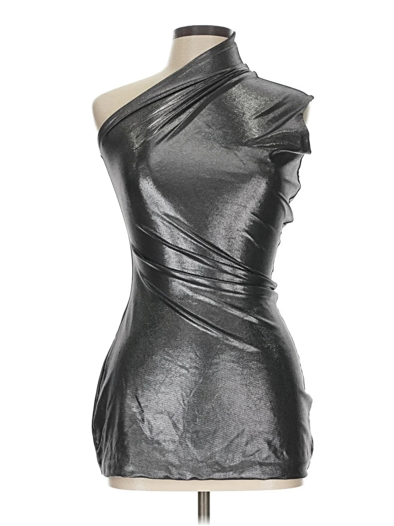 Coucoo Metallic Navy One-Shoulder Cutout Mini Dress (Like New) – DETOURE