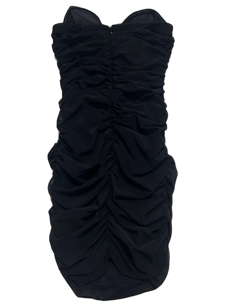 Rachel Ruched Mini Dress Black
