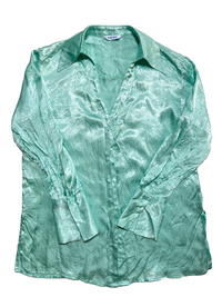 Daze Dayz- Blue Satin Button Up