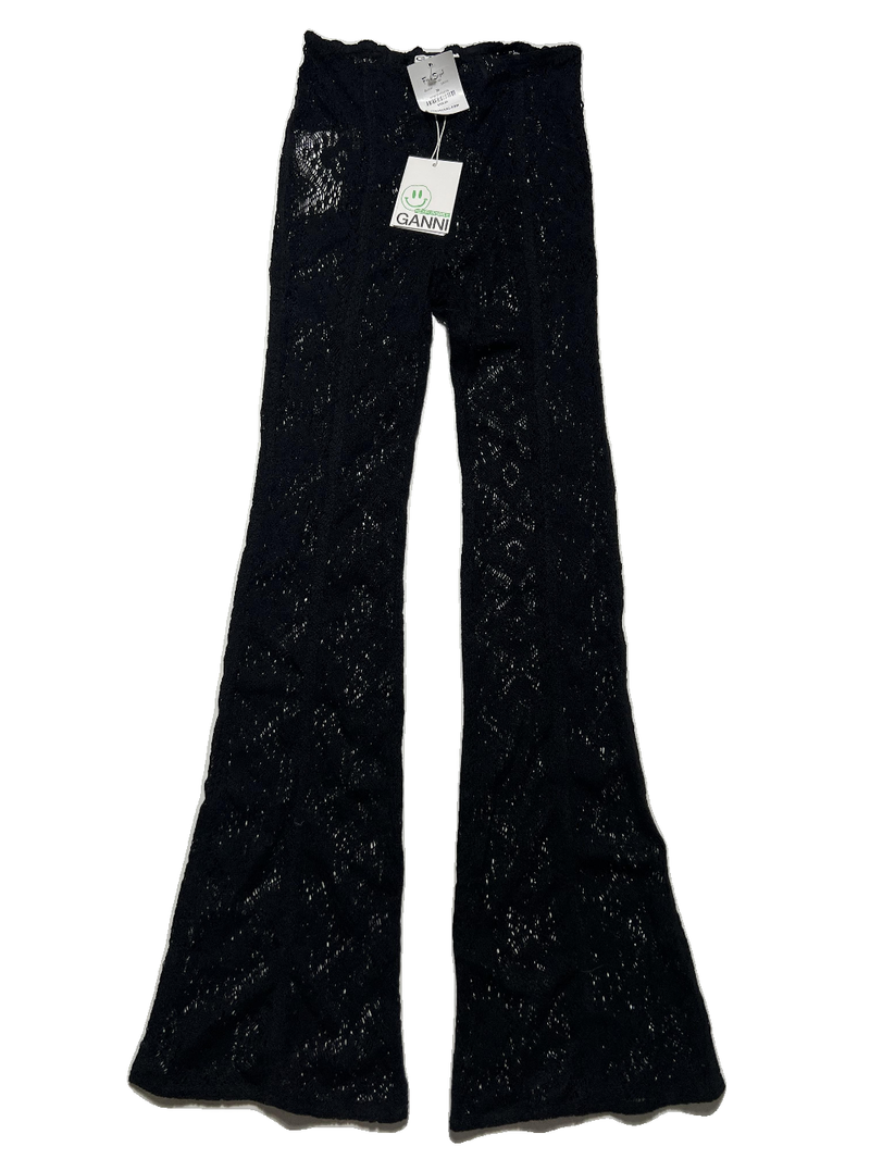 Womens GANNI black Lace Flared Trousers