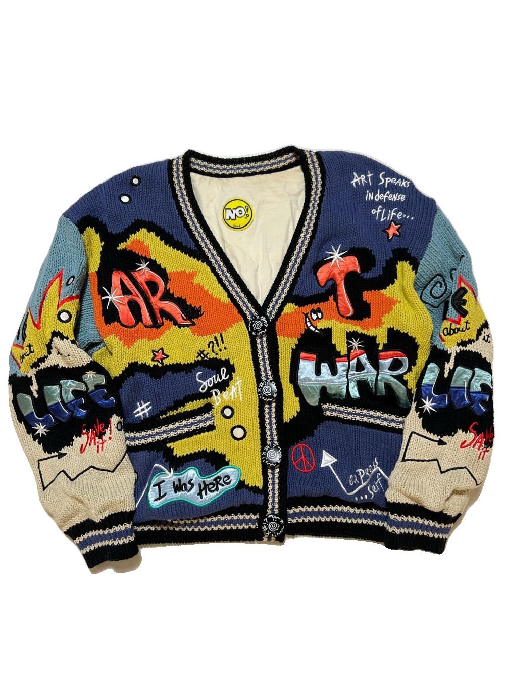 No!- Multi Color Knit Graphic Jacket