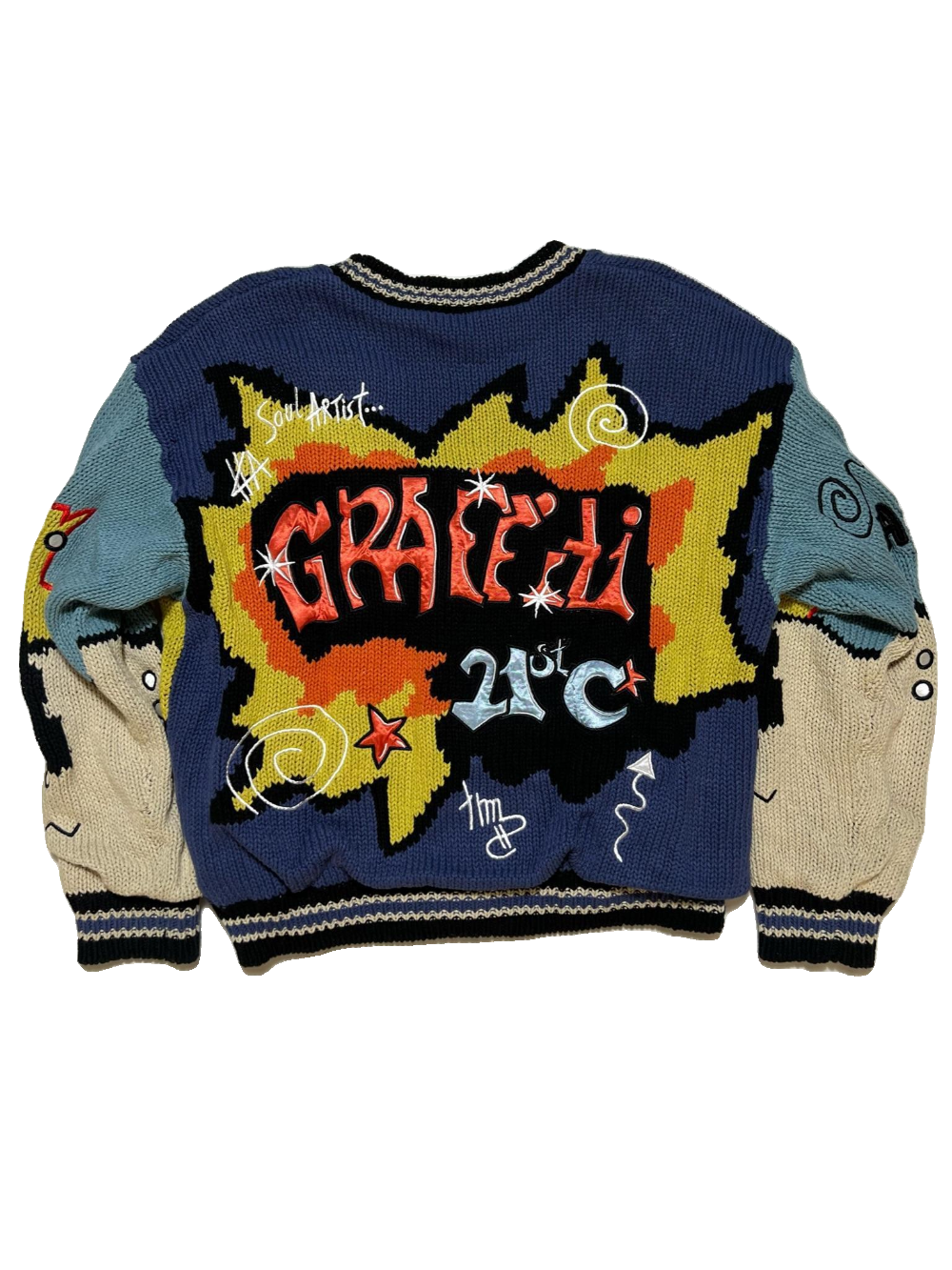 No!- Multi Color Knit Graphic Jacket