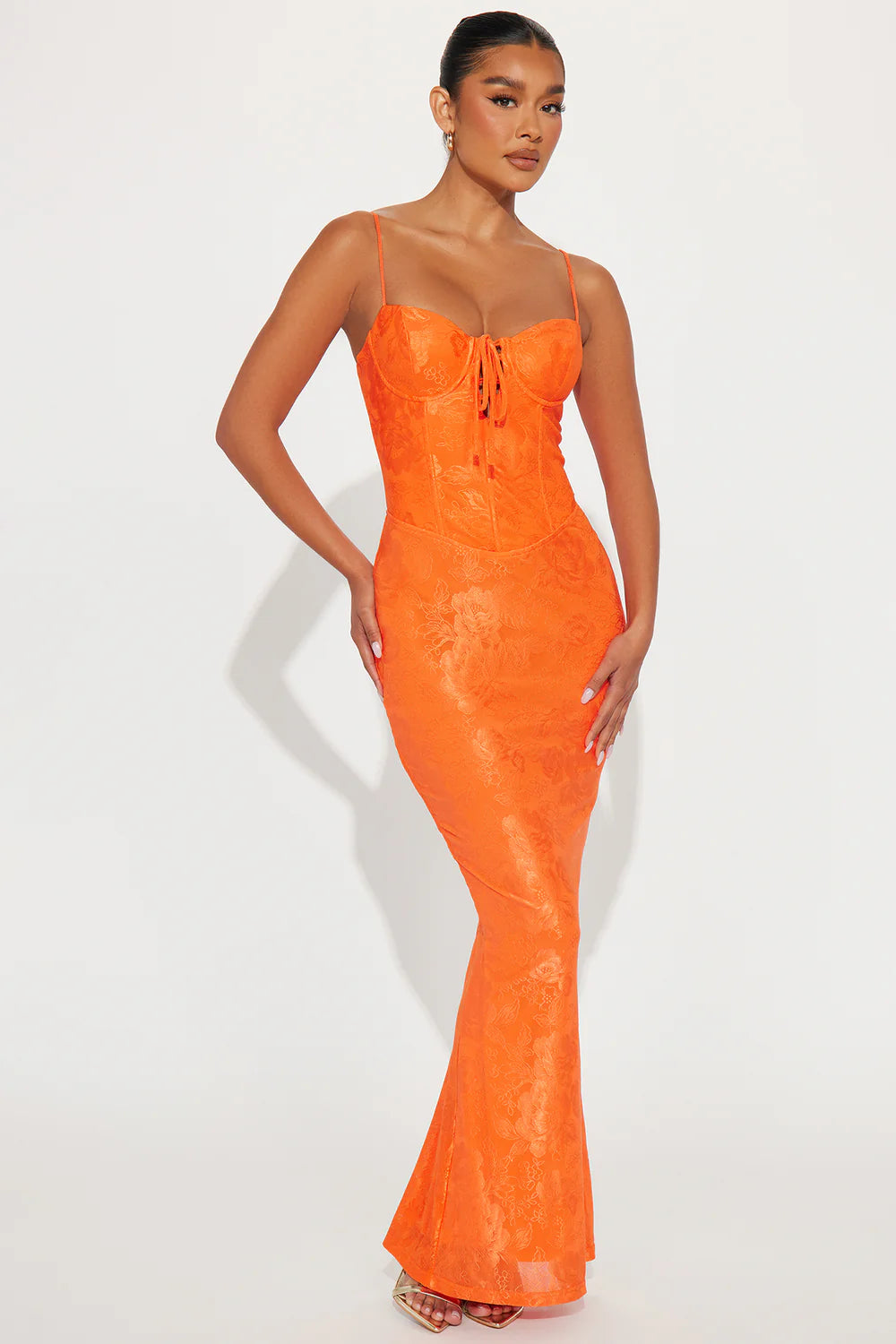 Fashion Nova - Georgina Lace Maxi Dress - Orange