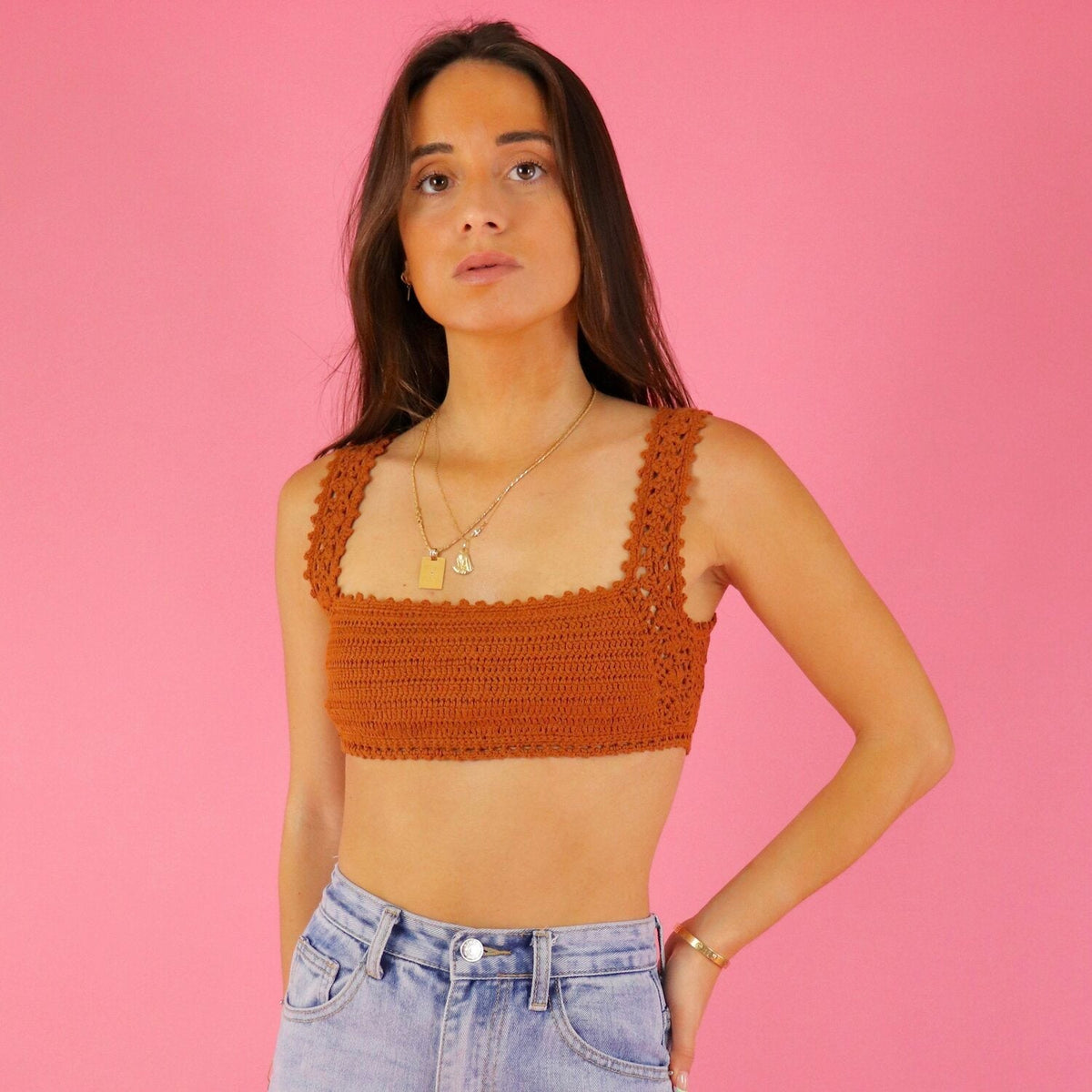 Ready For It Camel Crochet Top - FINAL SALE