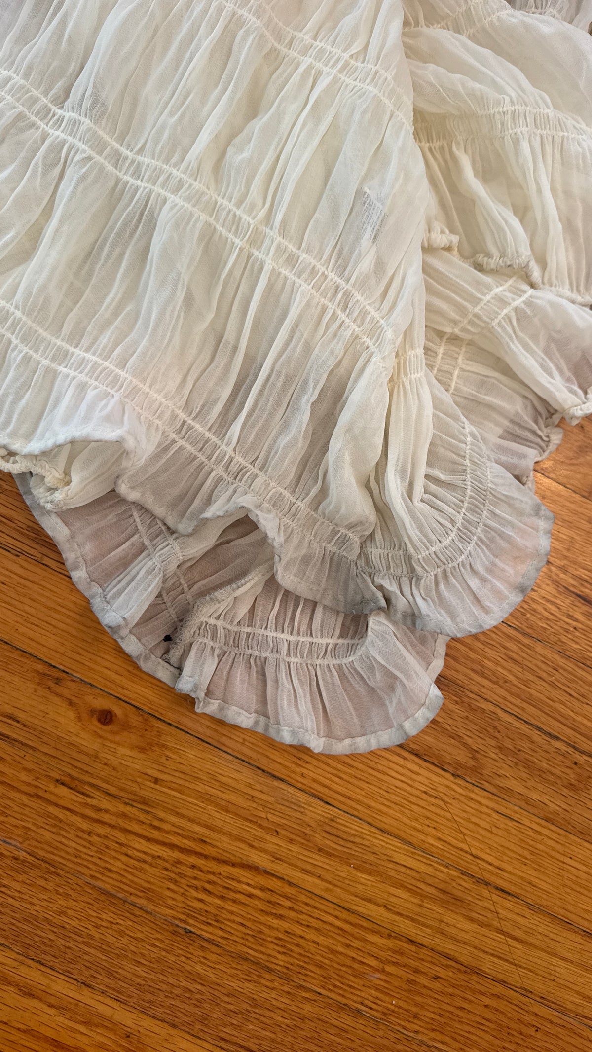 SNDYS - White Ruffle Maxi Dress - S (Gently Used)