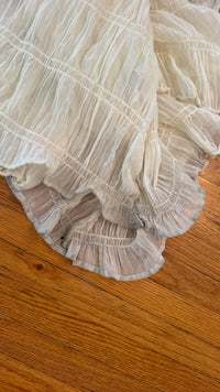SNDYS - White Ruffle Maxi Dress - S (Gently Used)