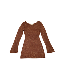 ASTA RESORT Maya Sleeve Mini Dress - Chocolate Sequin (Like New)