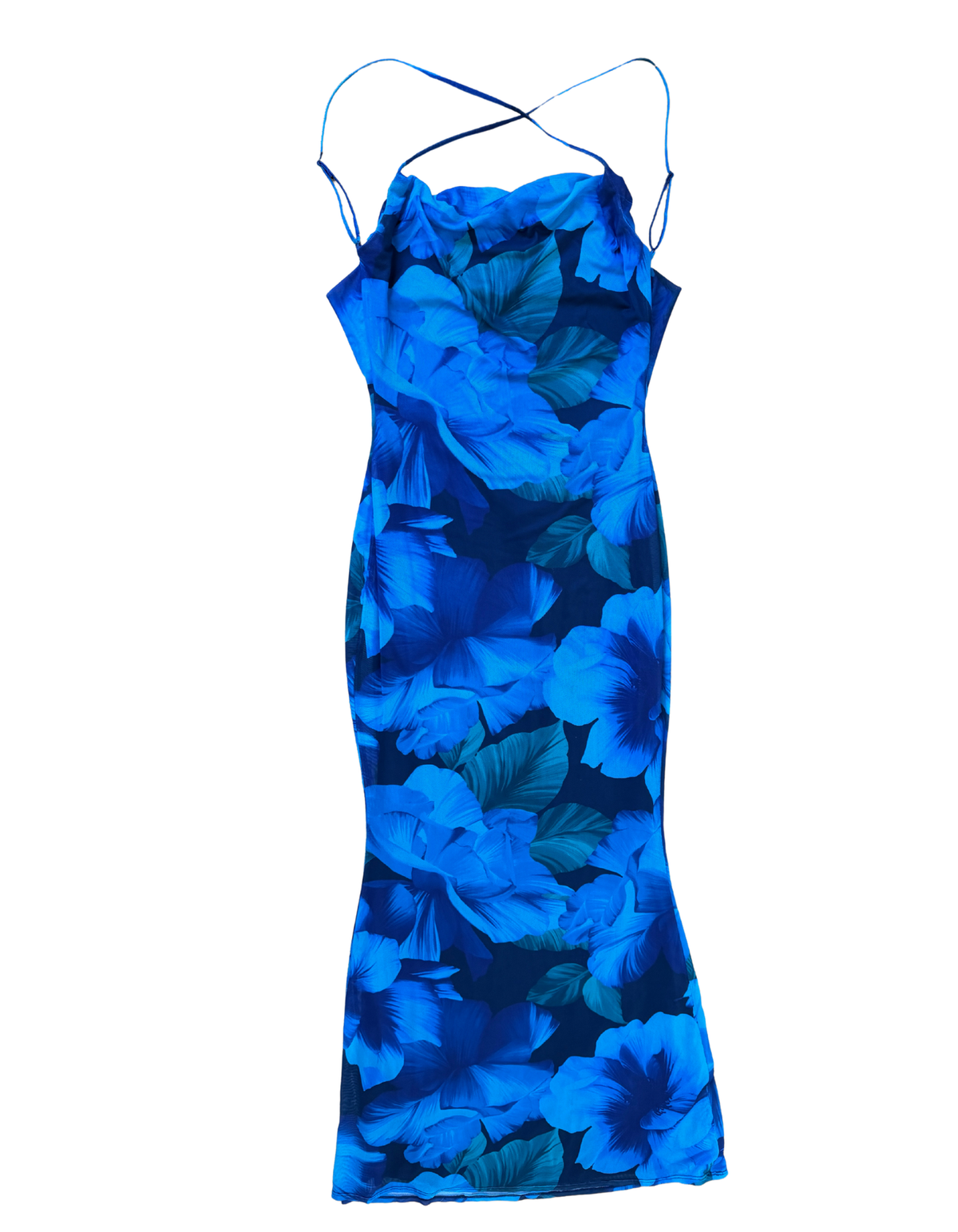 Windsor Sweetly Sculpted Blue Floral Mesh Midi Dress (Like New) – DETOURE