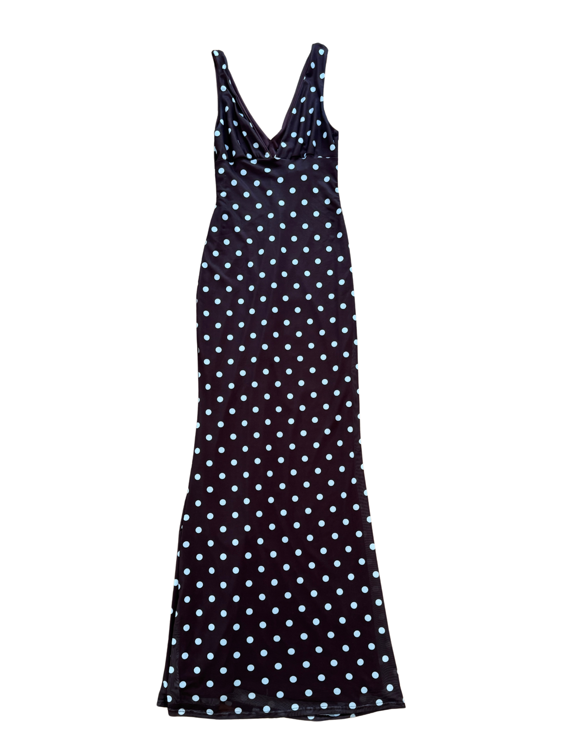 American Threads - Lettie Mesh Maxi Dress -  Brown Polka Dot - Size Small (Like New)