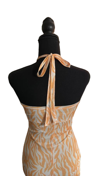 Et Clet - Orange Zebra Print Halter Mini Dress