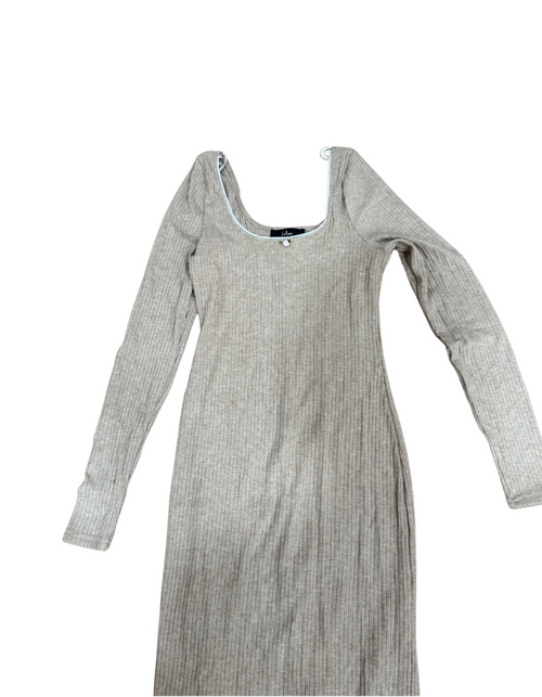 Lulus - Tan Maxi Dress Long Sleeves