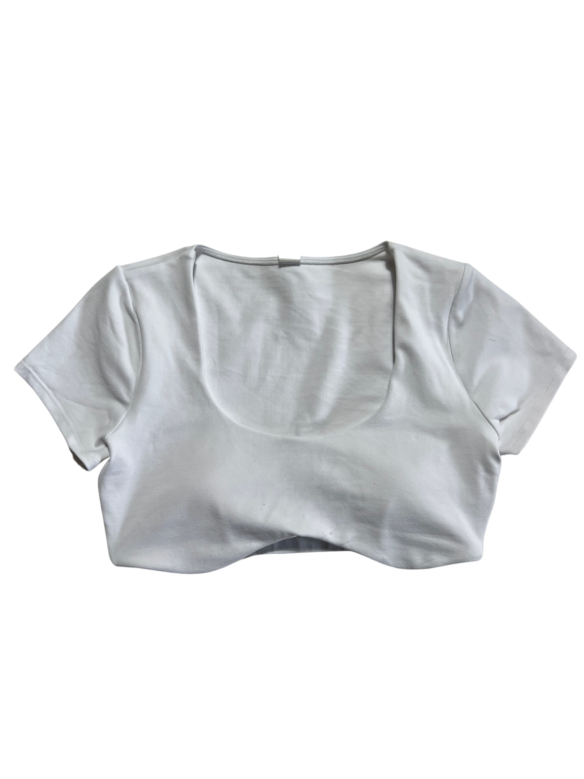 White scoop neck crop top