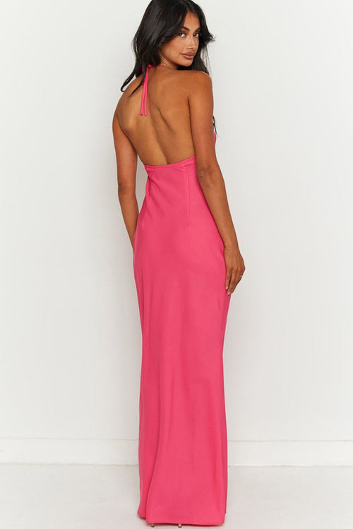 Beginning Boutique - Hot Pink "Skylina" Halter Maxi Dress - NEW WITH TAGS FINAL SALE