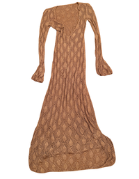 Crochet Tie Front Maxi Dress - Brown - S (Like New)