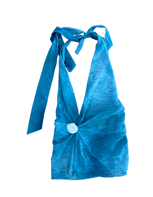 Peppermayo Blue Tie-Dye Halter Mini Dress - XS (Like New)