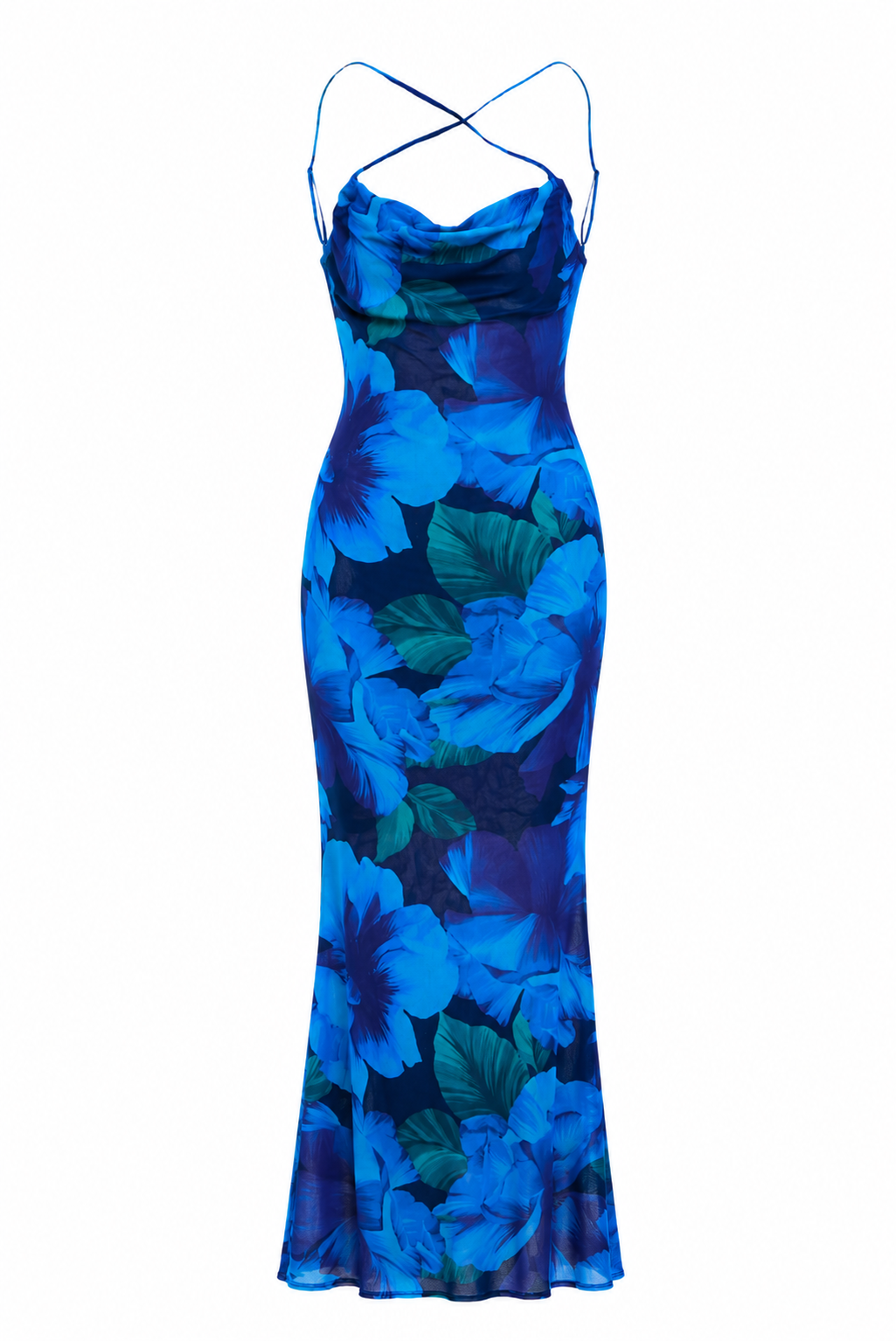 Windsor Sweetly Sculpted Blue Floral Mesh Midi Dress (Like New) – DETOURE