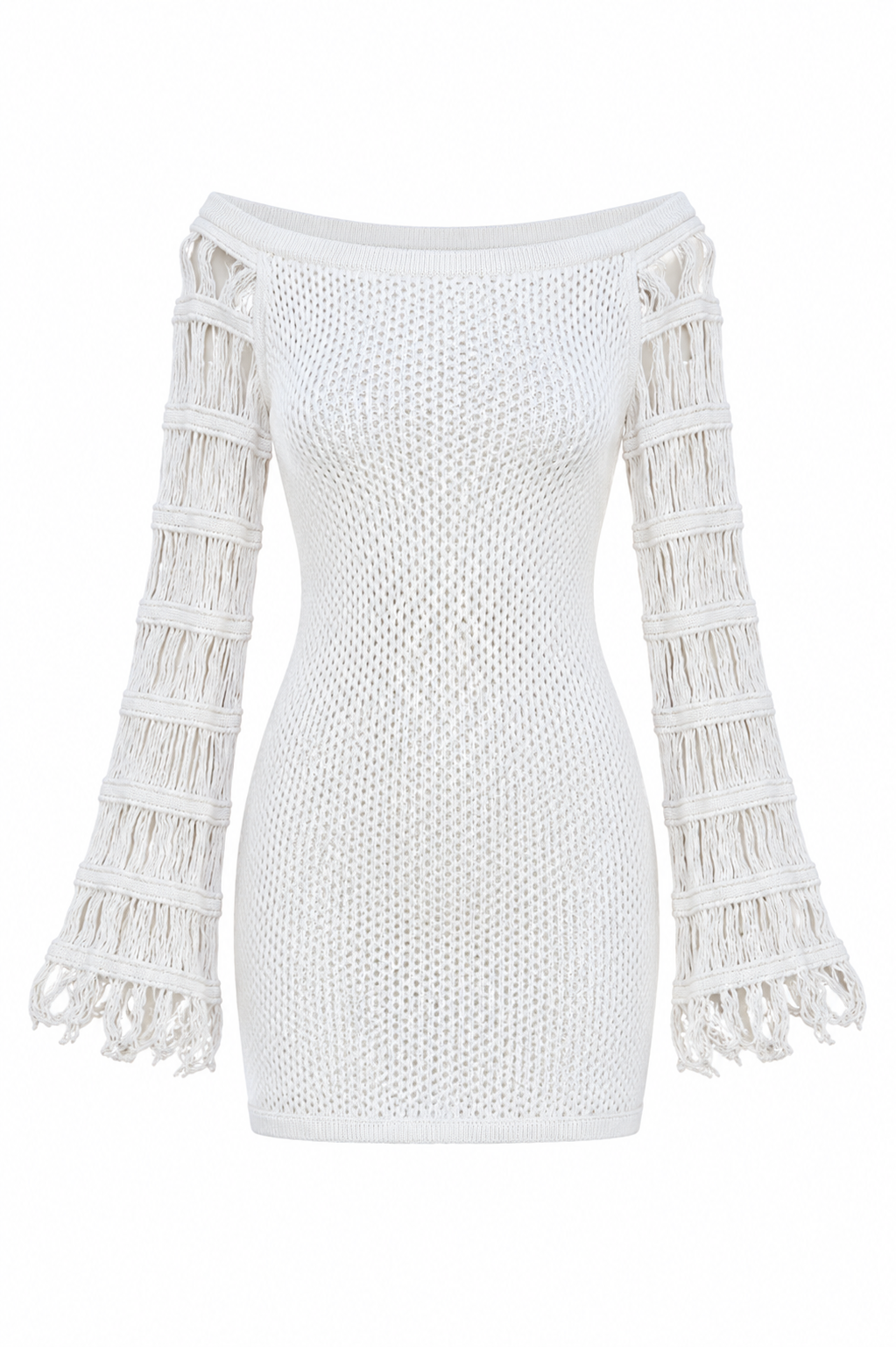 Camila Coelho White Crochet Cold-Shoulder Mini Dress (New With Tags)