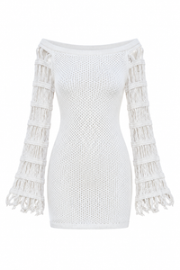 Camila Coelho White Crochet Cold-Shoulder Mini Dress (New With Tags)