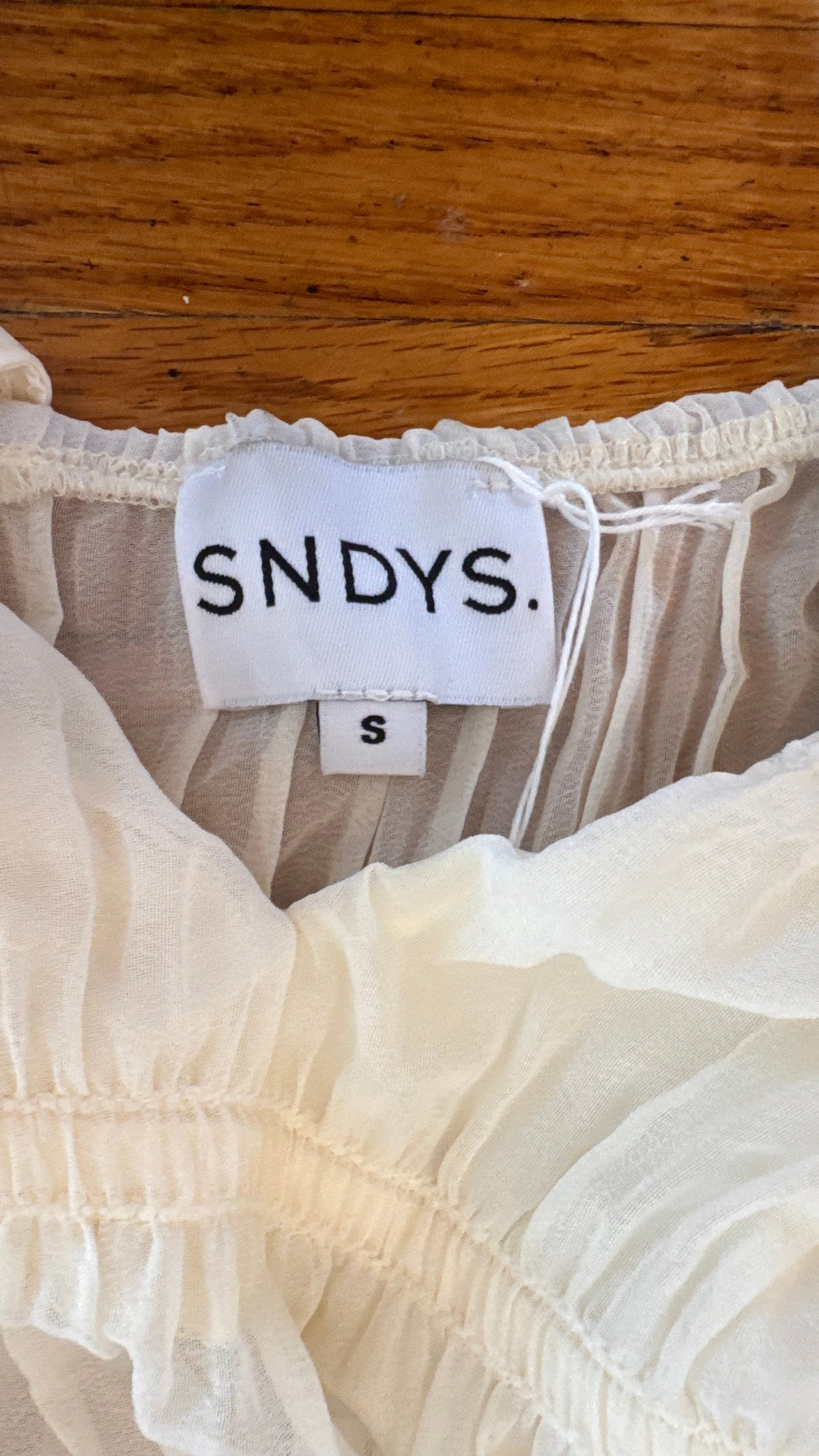 SNDYS - White Ruffle Maxi Dress - S (Gently Used)