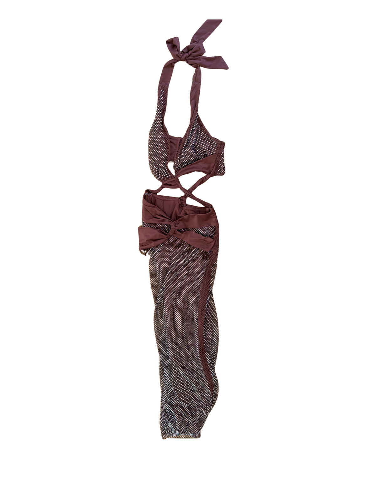 Outcast Brown Sequin Cutout Halter Maxi Dress - XS (Like New)