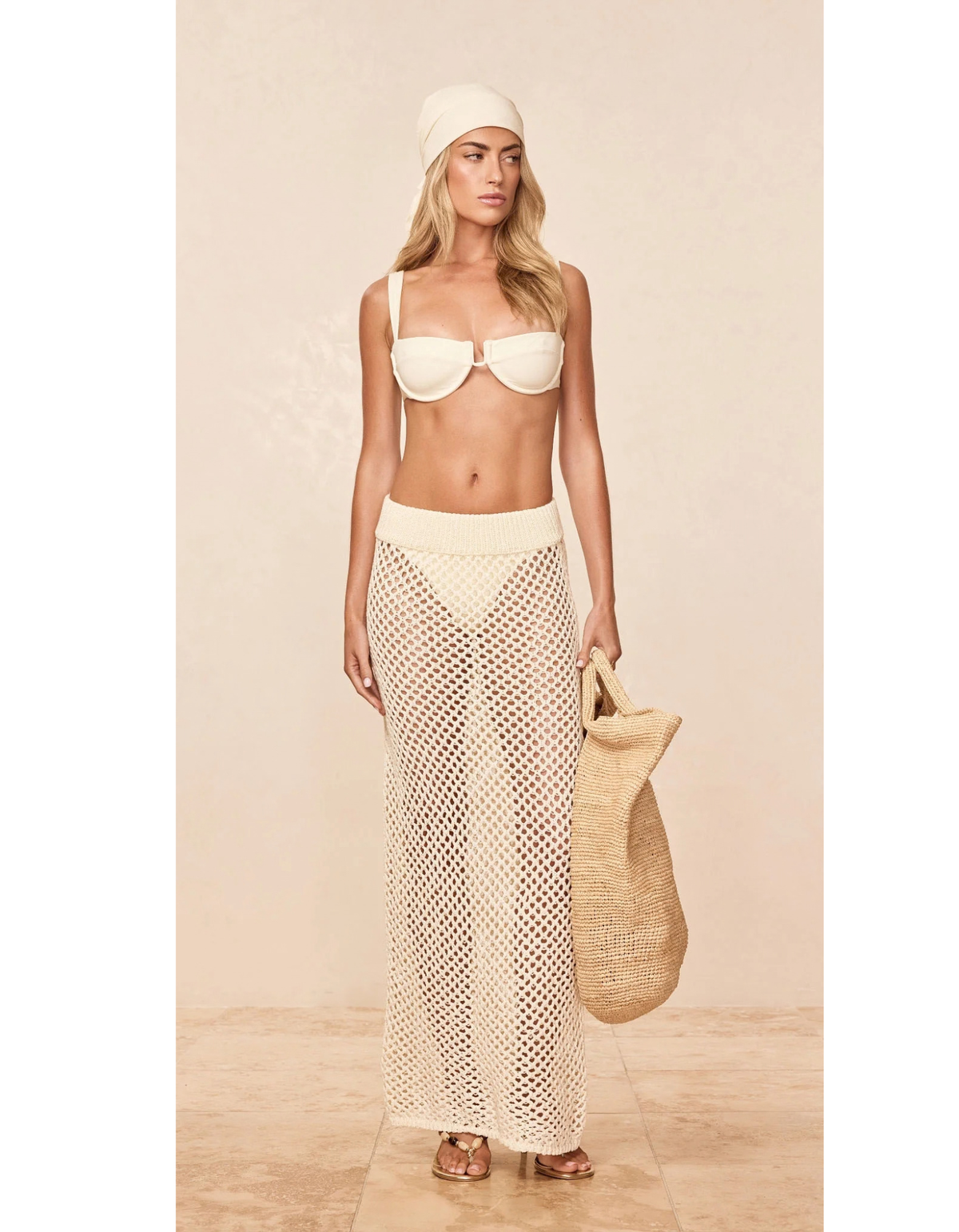 Monday Swimwear Cape May Skirt - Ivory White Crochet - S (Like New)