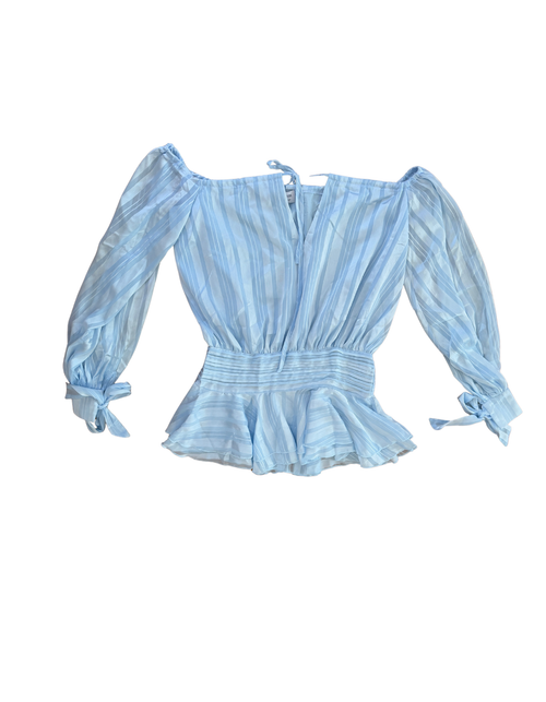 Peppermayo - Eira Balloon Sleeve Mini Dress - Baby Blue - US 2 (New With Tags)