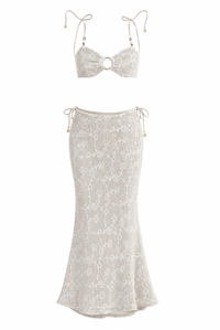 Kulani Kinis - Lace Top and Tie Side Maxi Skirt Set - Sweet Nothings - S/M (Like New)