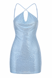 Peppermayo - Radiant Energy Cowl Back Mini Dress - Blue - XS (Gently Used)
