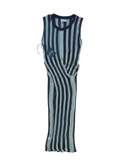 Vine Tree - Black & Silver Striped Knit Cutout Maxi Dress - S/M (New With Tags)