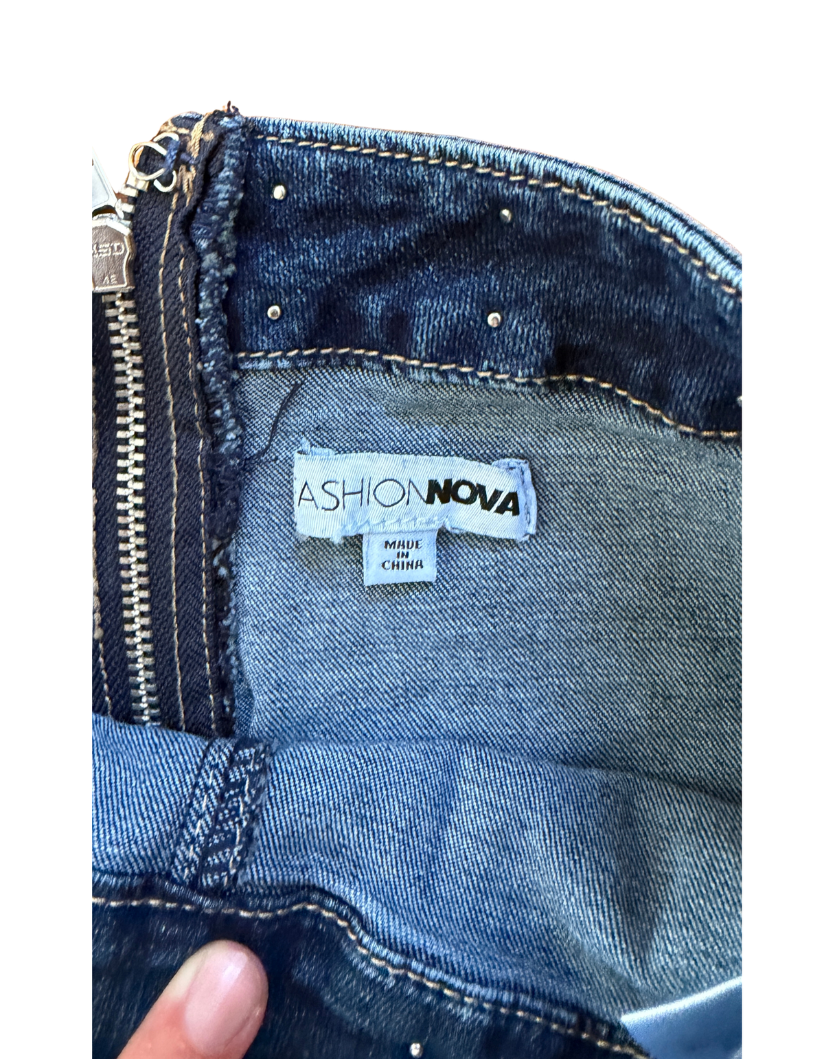 Fashion Nova - Showing Off Denim Pant Set Blue Wash - XS (Like New)