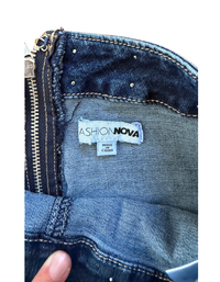 Fashion Nova - Showing Off Denim Pant Set Blue Wash - XS (Like New)