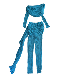 Mars The Label - Turquoise Lace Off-Shoulder Pants Set - S (Like New)