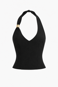 Showpo - Leilani Top - Plunge Neck Gold Hardware - US 2 (New With Tags)