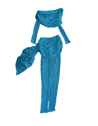 Mars The Label - Turquoise Lace Off-Shoulder Pants Set - S (Like New)