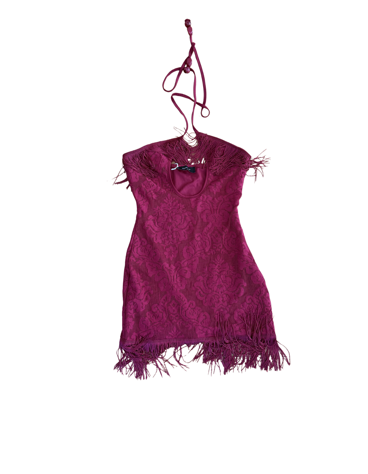 Outcast - Joann Mini Dress Fringe Lace Raspberry - S (Like New)