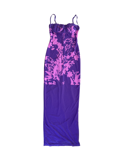 Finesse Purple Floral Corset Maxi Dress - S (Like New)