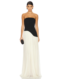 Lovers + Friends Alice Strapless Gown - Black & Cream - S (Like New)