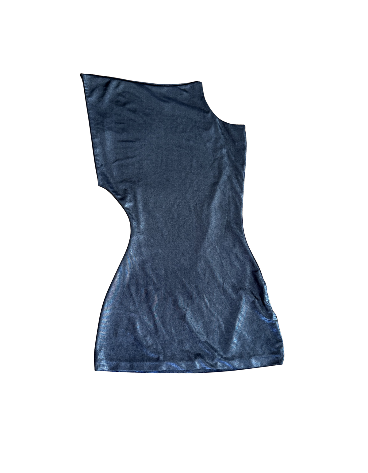 Coucoo Metallic Navy One-Shoulder Cutout Mini Dress
