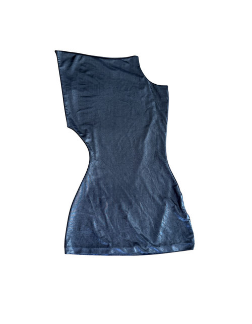 Coucoo Metallic Navy One-Shoulder Cutout Mini Dress - M (Like New)