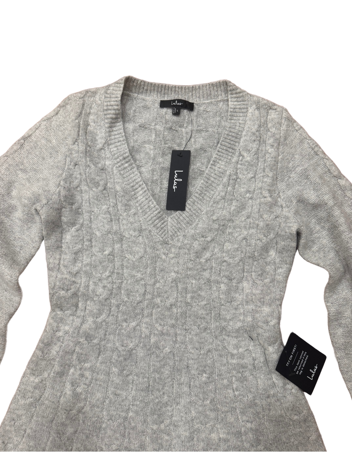 Lulus - Gray Sweater Dress - V Neck Mini Dress - New With Tags