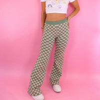 Olive Checkered Sweater Pants - FINAL SALE