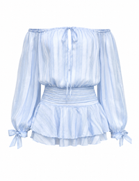 Peppermayo - Eira Balloon Sleeve Mini Dress - Baby Blue - US 2 (New With Tags)