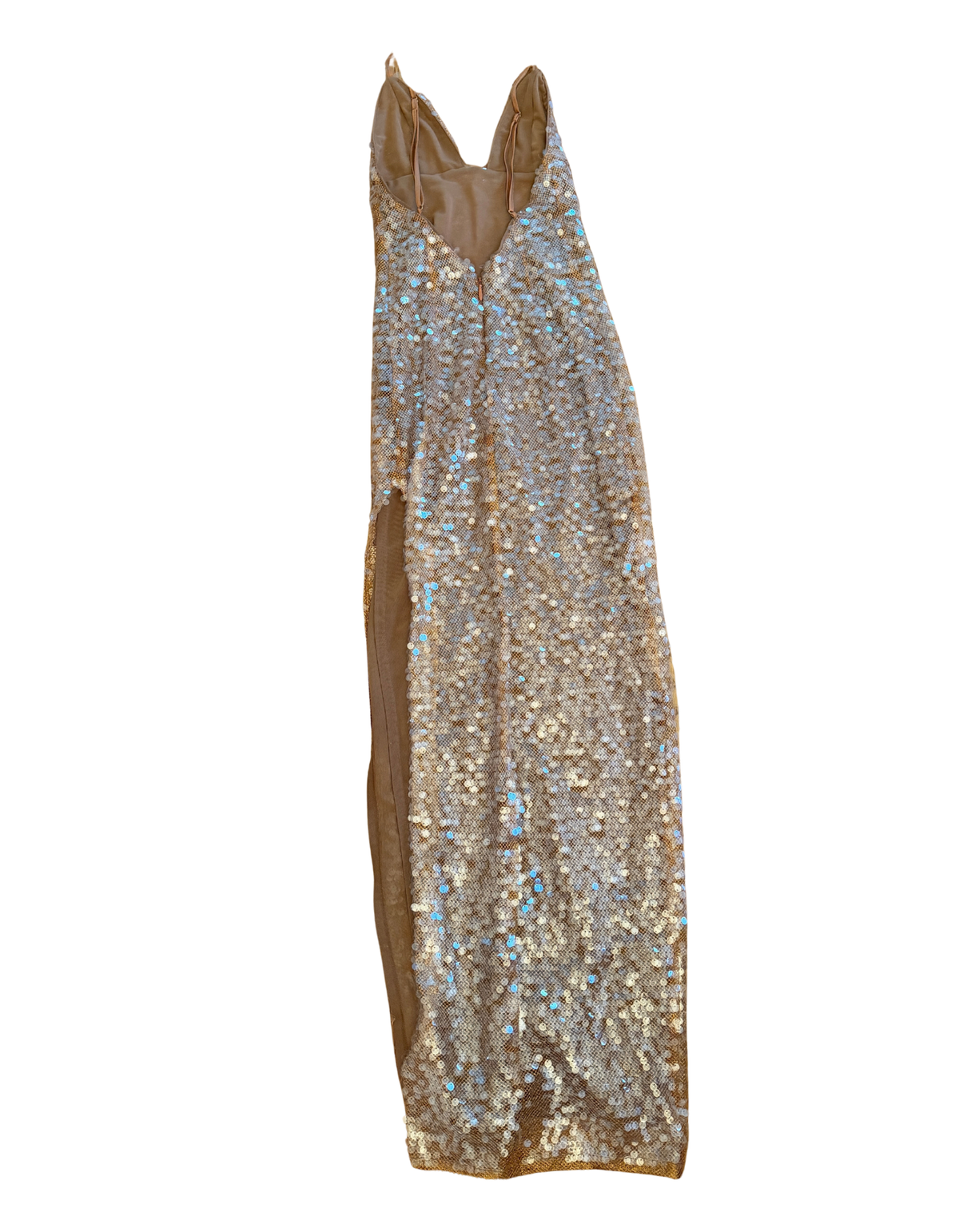 MESHKI Jasmyn Hot Fix Maxi Dress With Mesh Back - Nude - M (Like New)