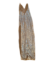 MESHKI Jasmyn Hot Fix Maxi Dress With Mesh Back - Nude - M (Like New)
