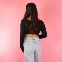 Tara Black Open Front Top - FINAL SALE