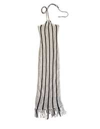 Lulus - Hedia Beige Striped Crochet Halter Fringe Midi Dress - XS (New With Tags)