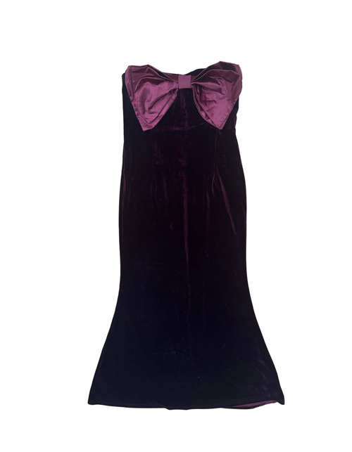 Lulus - Burgundy Satin Dress with Bow Detail